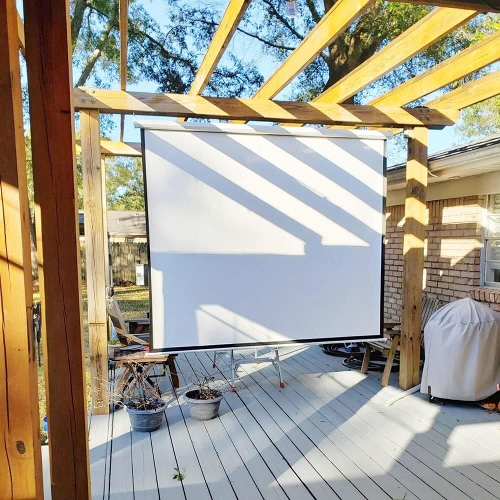 Ekran do projekcji filmów ręcznych Ekran do projekcji HD Montaż na ścianie/suficie Automatyczne blokowanie/Łatwe czyszczenie(60Inch 43)