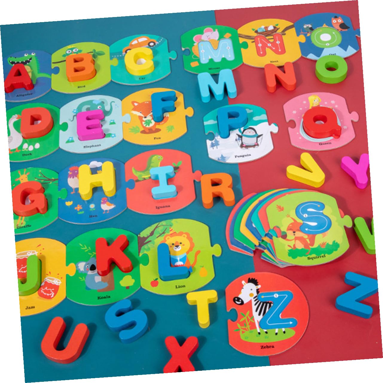 Educativo de Madera para Tarjetas de Letras Inglesas Rompecabezas Seguro y Pulido para Aprendizaje del Abecedario y Desarrollo de Inteligencia Preescolares