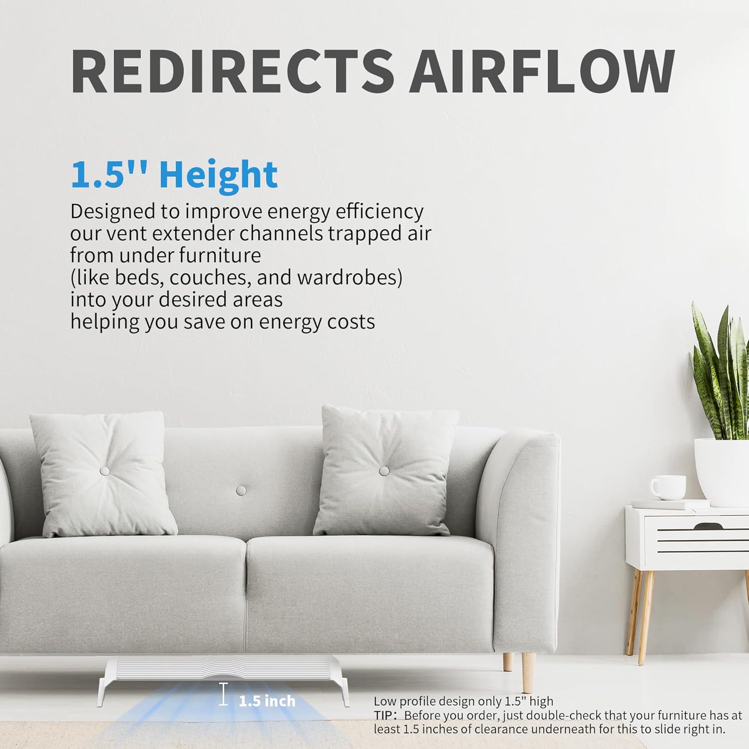 Air Vent Extender for Under Furniture, Vent Redirector, Vent Deflector for Floor Register 10" and 12" Wide, Extends from 17"-33" Long (1PCS) - Image 2