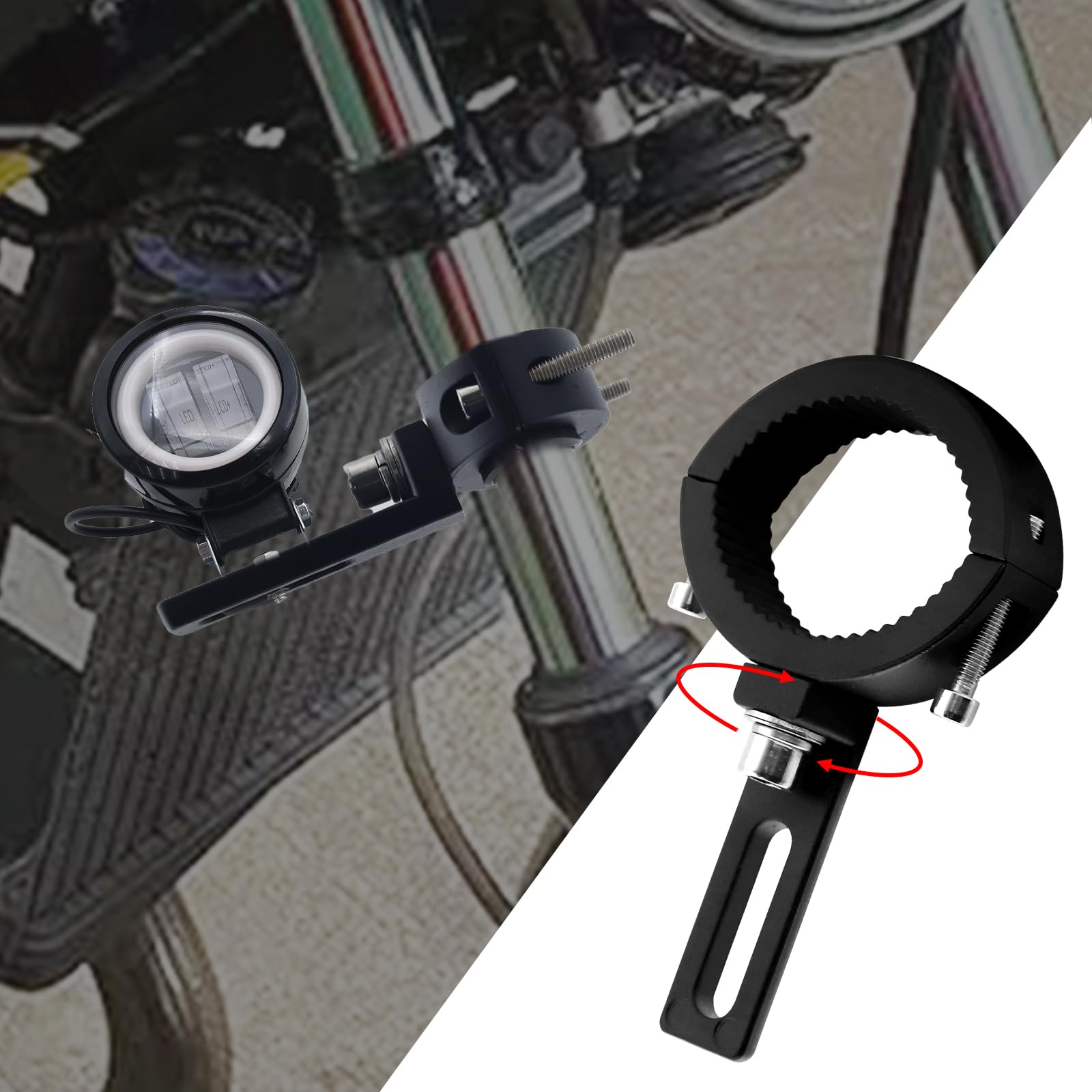 Bike Fork Bracket Motorcycle Fog Light Brackets 31-48mm Fork