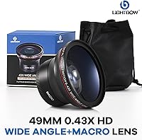 Vista 6 de Lightdow 49MM 0.43x Lente Adicional HD de Alta Definición Gran Angular + Macro para Canon EOS M M2 M3 M5 M6 M10 M50 M100 M200, M6 Mark II, M50 Mark