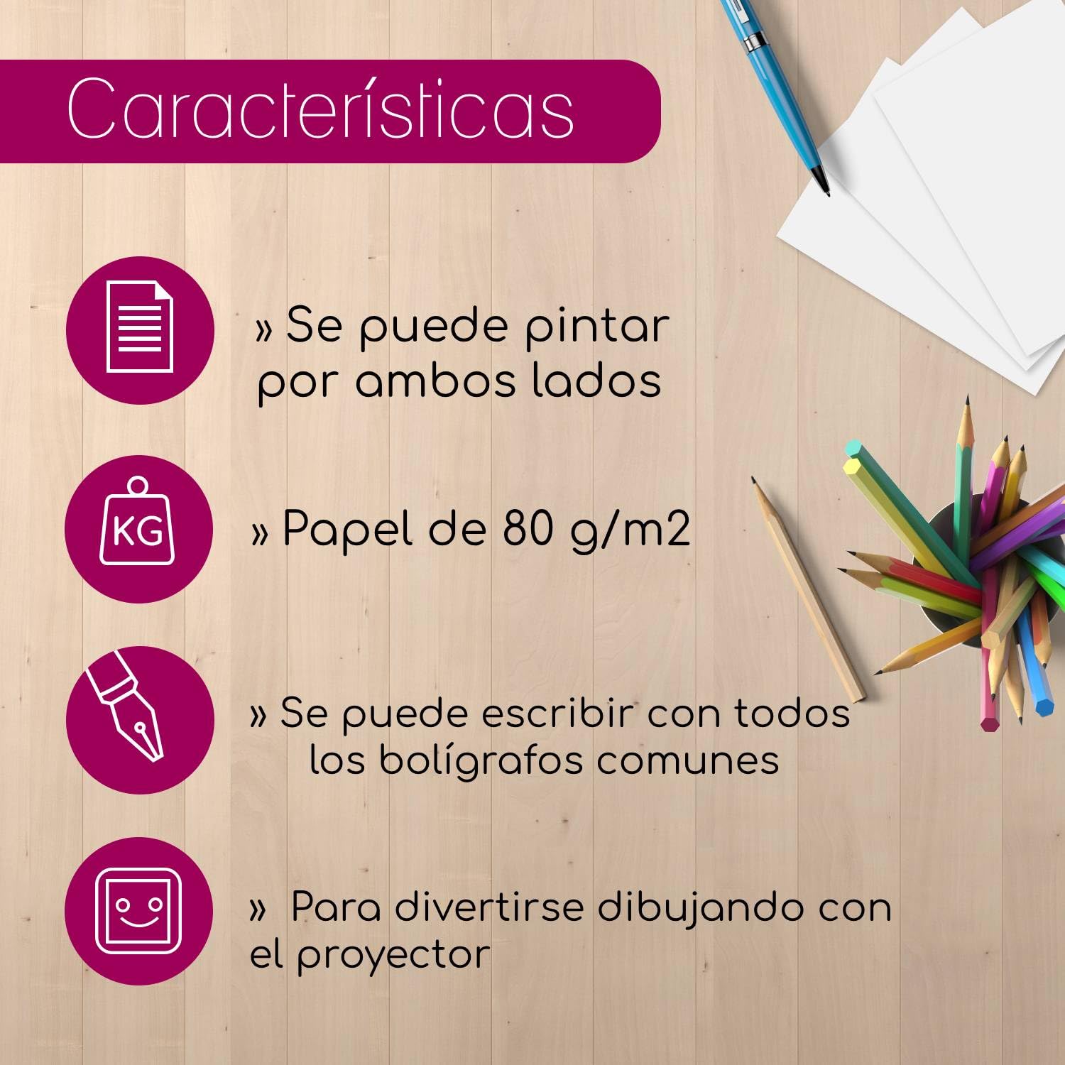 younikat Papel de recambio para proyector de dibujo I 500 hojas cuadradas 10,5 x 10,5 cm I papel blanco 80 g/m² I para mesa de luz y calcar I dv428