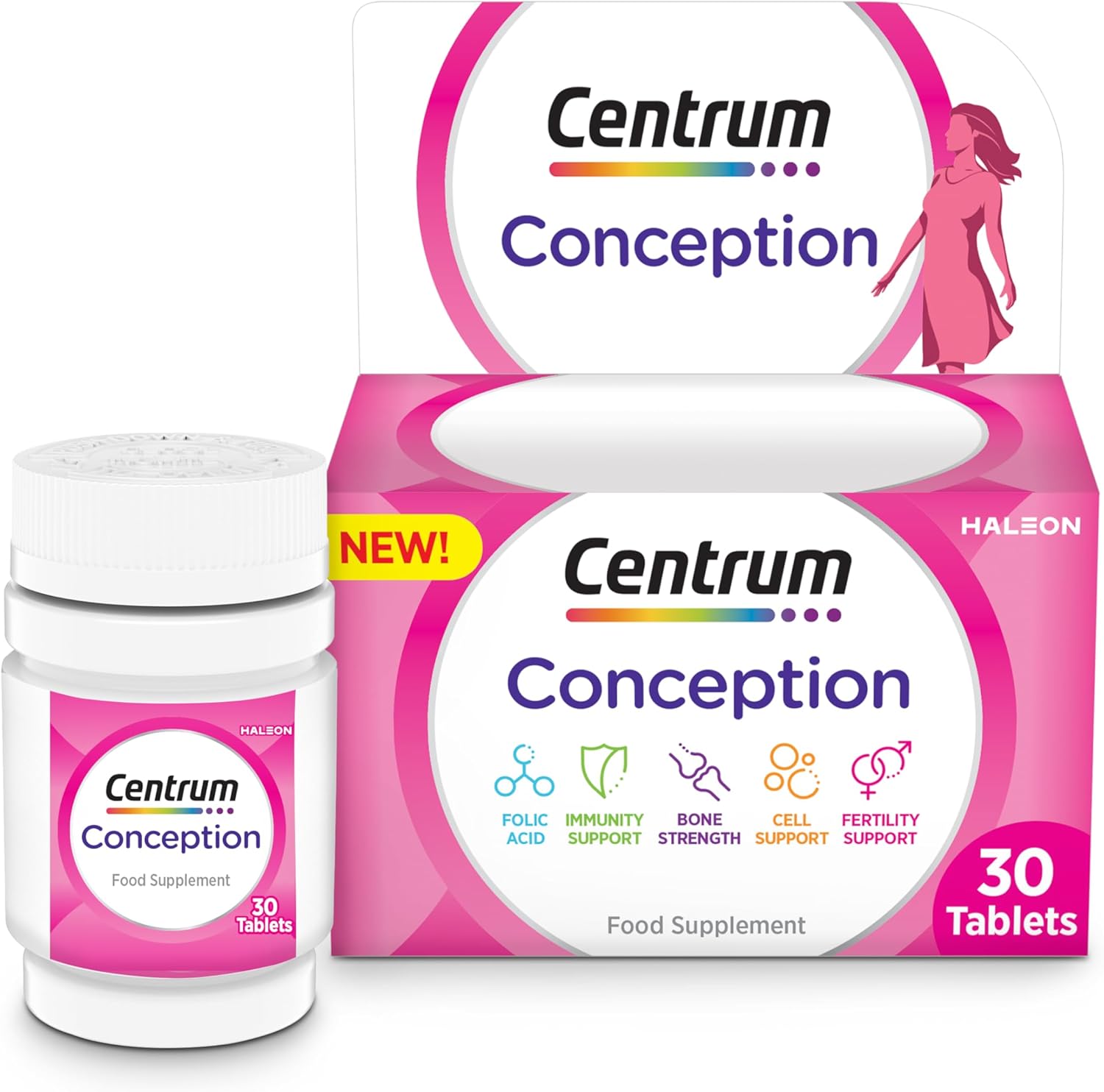 Centrum Conception Vitamins for Women, Fertility Supplements with 400μg Folic Acid, 30 Tablets