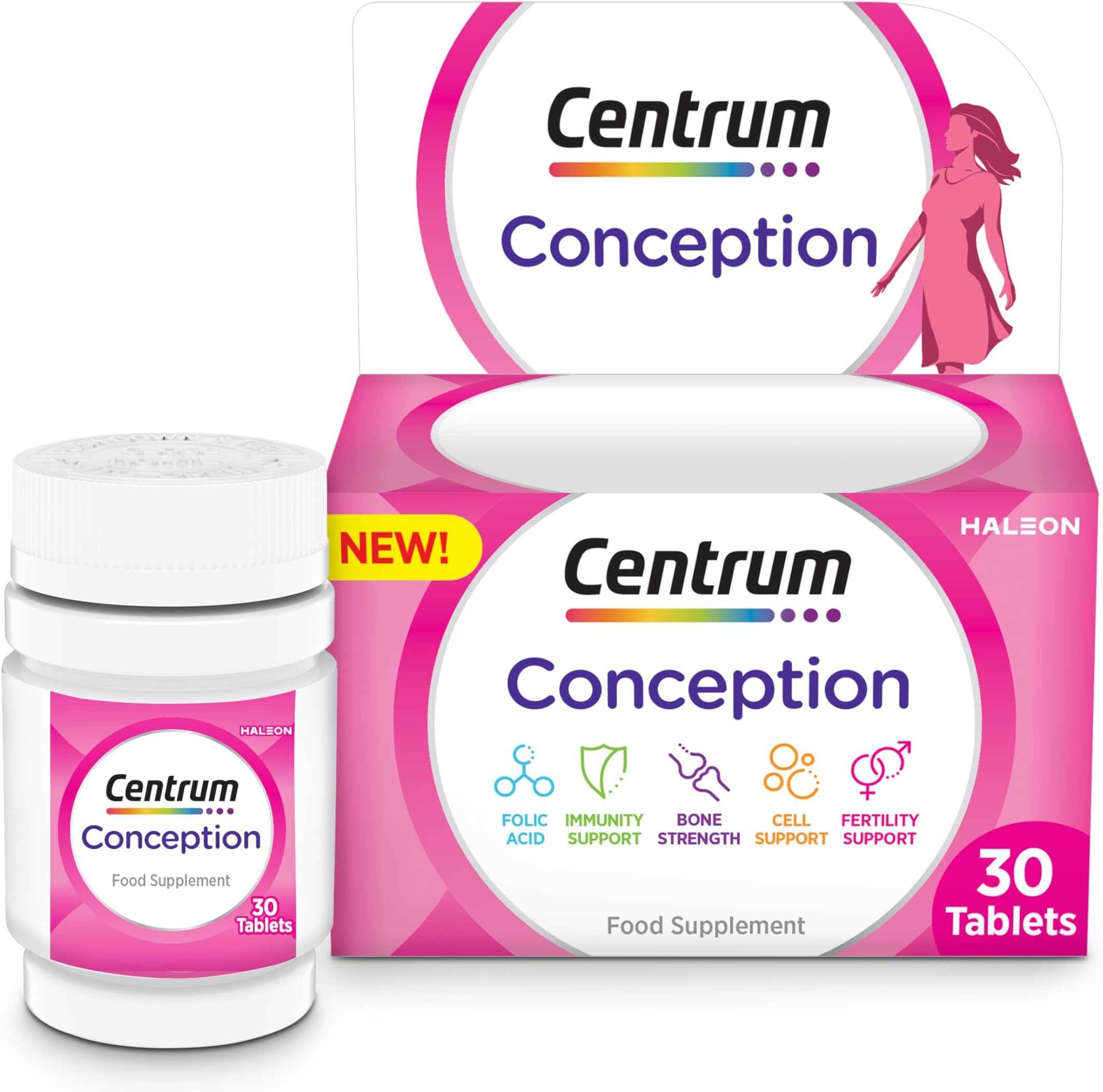 Conception Vitamins for Women, Fertility Supplements with 400μg Folic Acid, 30 Tablets