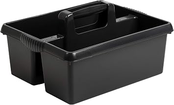Cleaning Caddy with Handles Plastic Caddy Tidy Organiser Cleaners Carry All Tote Tray Basket with Multi Compartment Cleaning Tool Utility Caddy for Kitchen Sink Bathroom Housekeeping Black 8