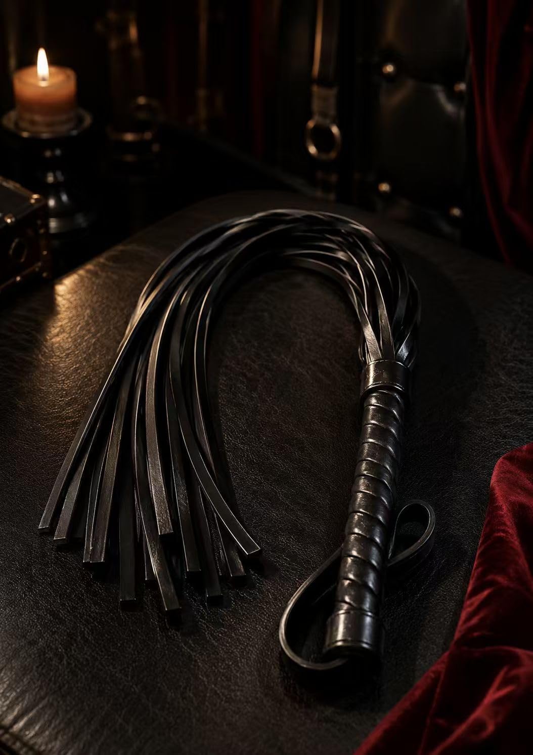 BDSM Premium Faux Leather Flogger for Couples Sensory Play, Soft Multi-Tail Intimacy Whip, Comfortable Non-Slip Handle, Sensual Relationship Accessory for Adults | Suitable for multiple scenarios: cosplay, stage props, decorative accessories