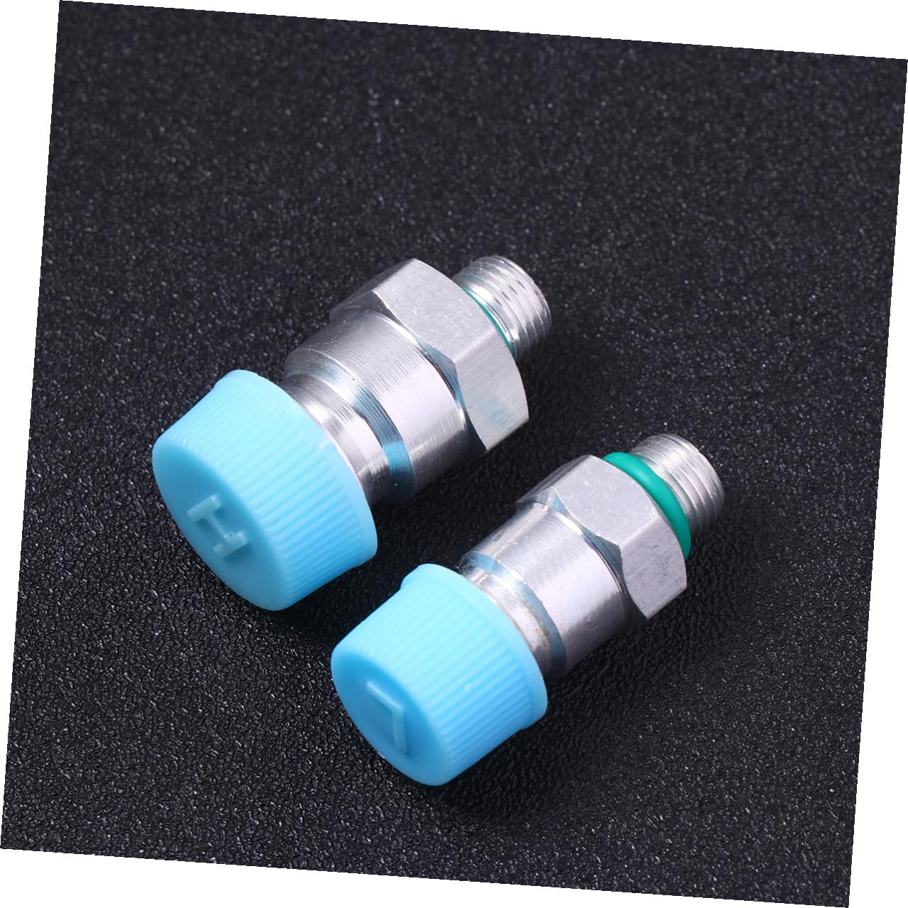 Ciieeo 2pcs Universal Car Ac Quick Coupler Set High and Low Pressure R134a Refill Valve with Core, Lid, and Rubber Gasket for Automotive Air Conditioning Service Random Color