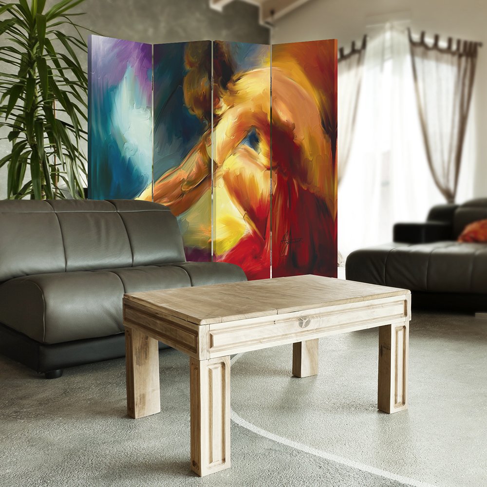 Paravent Femme Séparateur à Inversion de Sens Rouge 145x180 cm