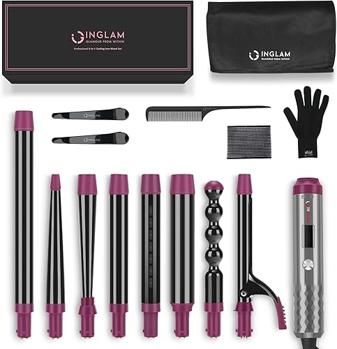 Miniatura 7 de IG INGLAM - Juego de varita de rizador, barriles de cerámica intercambiables 8 en 1 infrarrojos de 1 pulgada, Cucurbit de 12-1 pulgadas (1-12