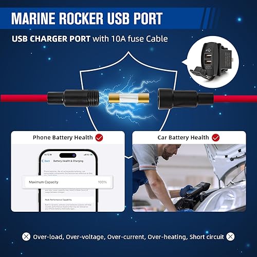 Miniatura 4 de Anina 3 interruptores basculantes LED azules que incluyen luz trasera de 12A20A 24V10A y barra de luz LED y puerto de cargador de coche dual USB de