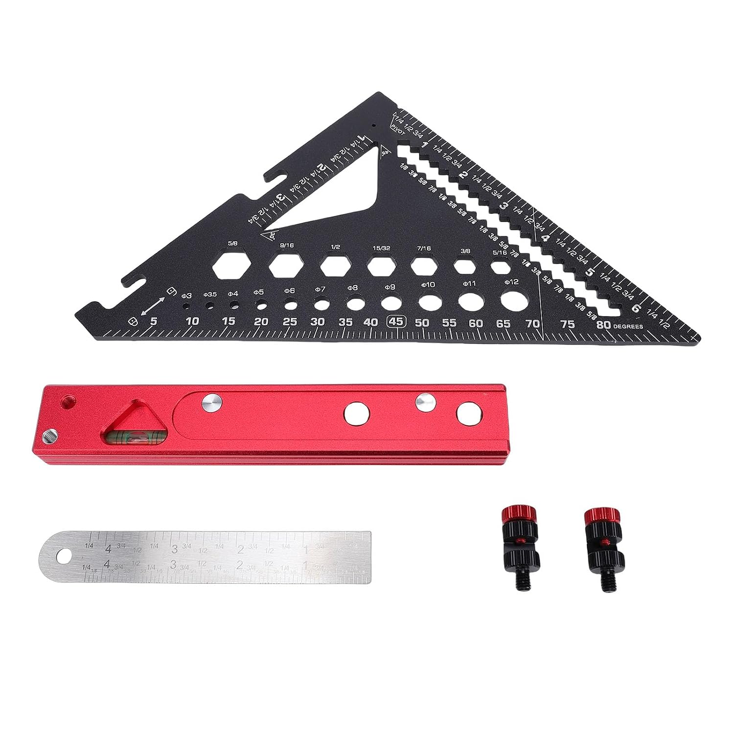 Srliya Rafter Square Carpenter Tool, Multifunctional Portable Aluminum Alloy Triangle Ruler with 45 and 90 Degree Angle, for Woodworking Construction Measuring