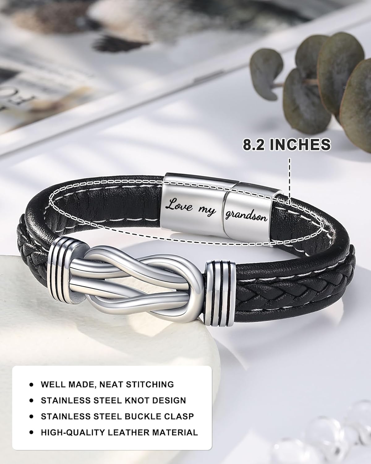 To My Son/Grandson/Nephew Bracelet, Gifts for Teens Boys Men Inspirational Bracelet for Birthday Confirmation Graduation Back to School Christmas Gifts - Image 3