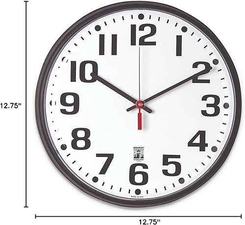 Miniatura 2 de AbilityOne® - NSN5573148 - Reloj de pared autoajustable de plástico con marco delgado - 12.75 pulgadas de diámetro - Caja negra/cara blanca