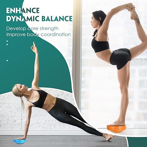 Miniatura 6 de Hungdao Paquete de 12 cápsulas de equilibrio de estabilidad, puntos con bomba de aguja, media punta, bóvedas de pelota de fitness para hombres y