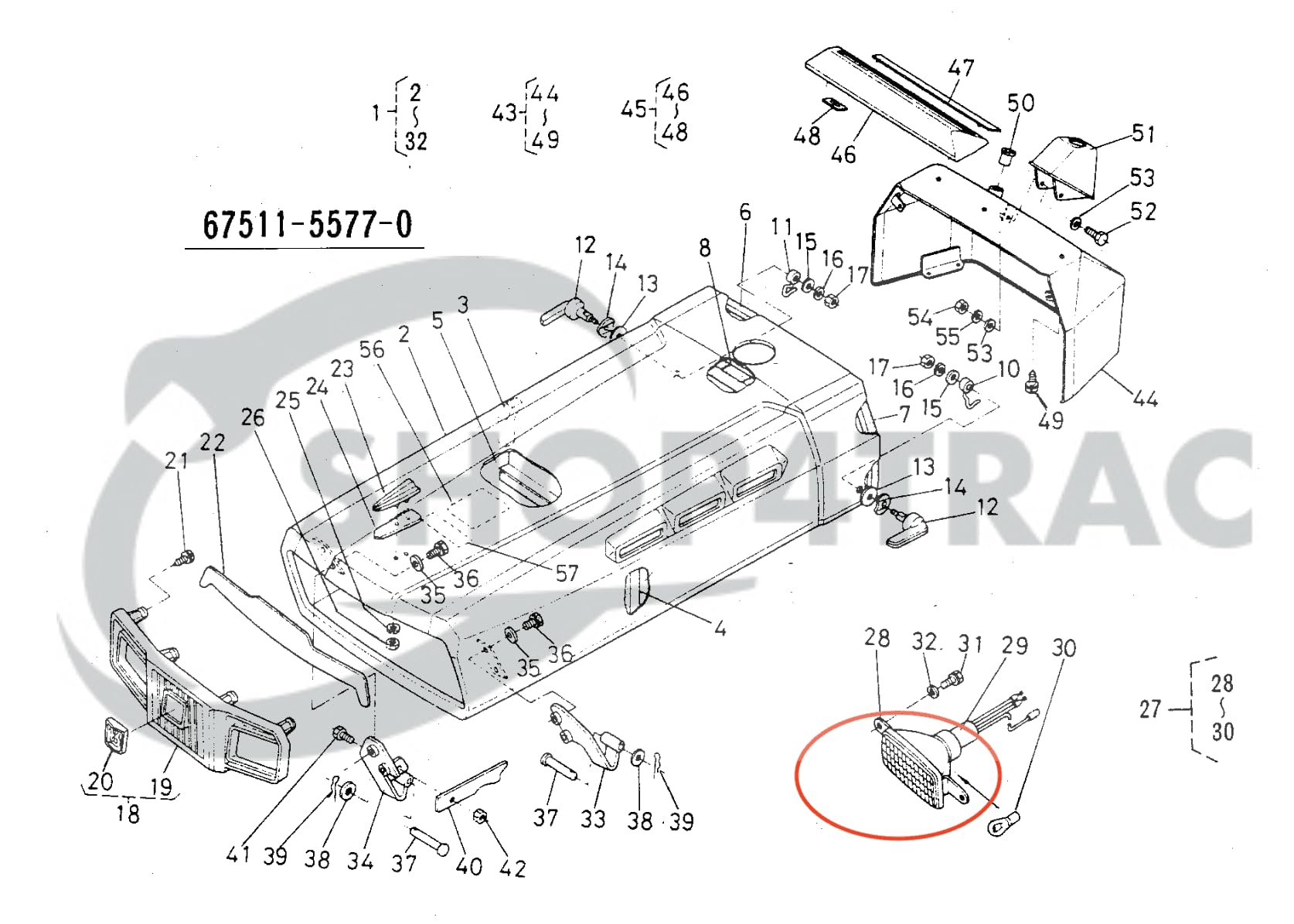 Faro Compatibile con Kubota B1200 | B1400| B1500| B1600