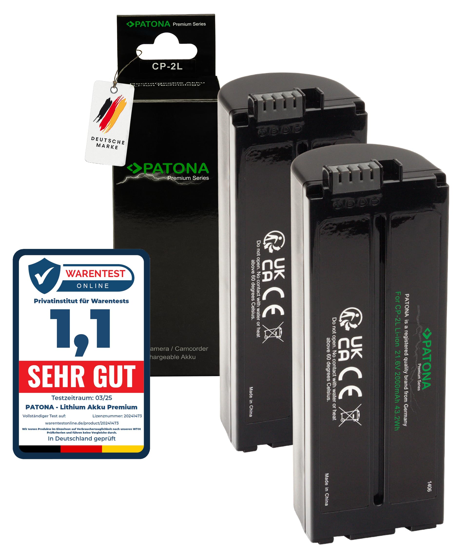 PATONA 2X Batteria per Canon NB-CP2L, NB-CP1L 2000mAh 21.6V | Batteria di ricambio per SELPHY stampanti foto CP200 CP400 CP600 CP800 CP900 CP1000 CP1200 CP1300 CP1500