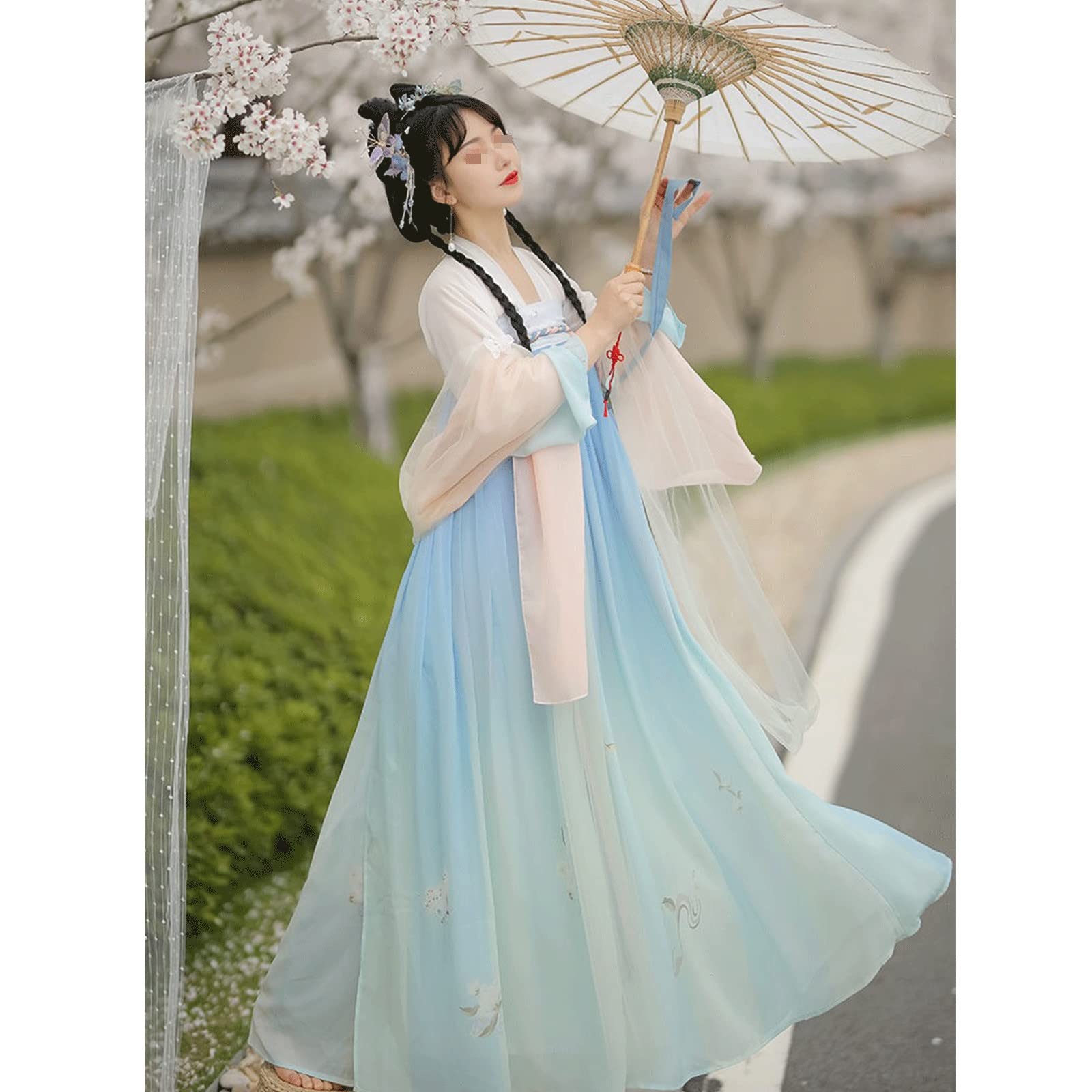Kobiety ChińSki Tradycyjny StarożYtny Hanfu KsiężNiczka Taniec Ludowy Odzież Dla DorosłYch Przebranie Na Karnawał! (Color : B, Size : M=156-161cm)