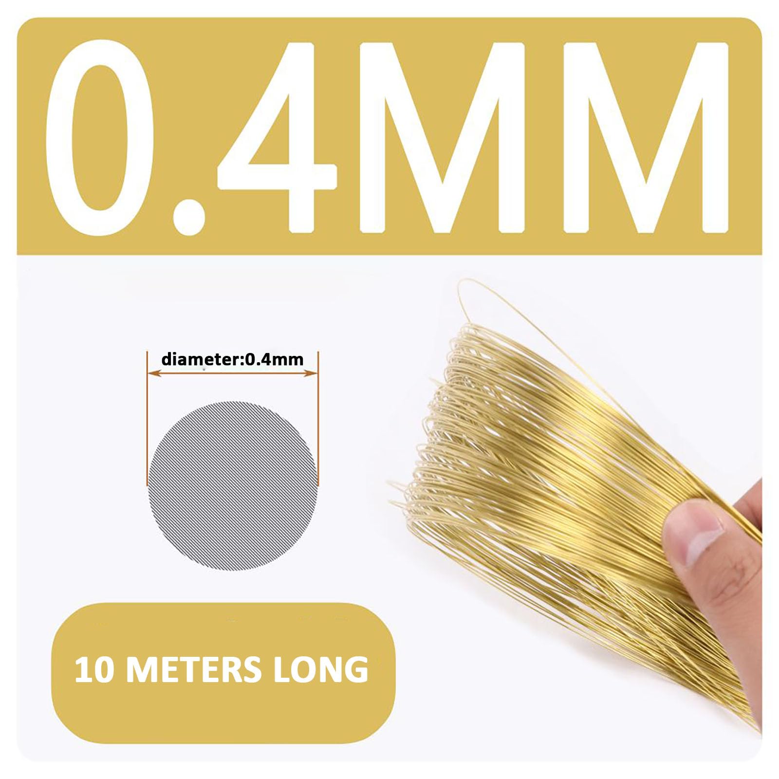 COYOUCO Diameter 0.3mm-0.6mm Brass Wire Length 10m Suitable for Handicraft Making, Jewelry Design, Electrical Engineering,0.4mm