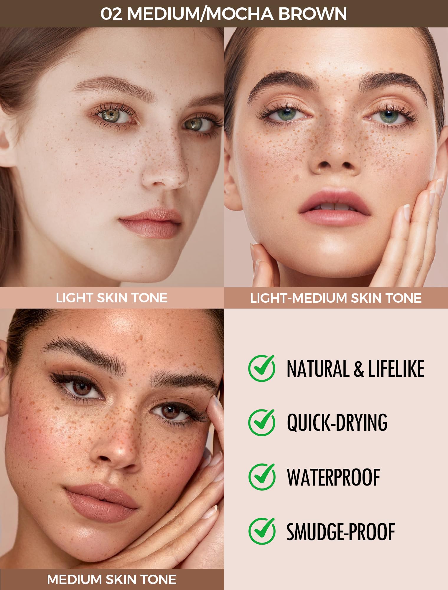 Anglicolor Lentiggini Finte,Freckle Maker,Timbro per lentiggini,lunga durata, impermeabile,a prova di sbavature,facile trucco naturale baciato dal sole, adatto a tutti i tipi di pelle (#02 Medium)