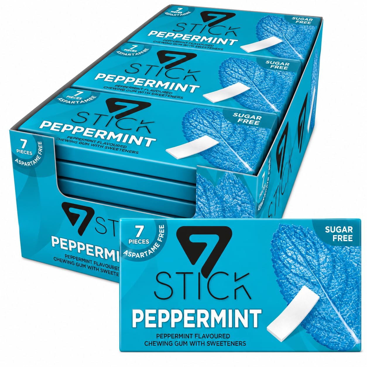 UNIQBITE Peppermint Sugar Free Chewing Gum, Natural Mint Gum Bulk, Sugarless Chicles for Fresh Breath, Aspartame Free, 24 Packs x 7 Pieces, 168 Count, 12.3 oz (348 g)