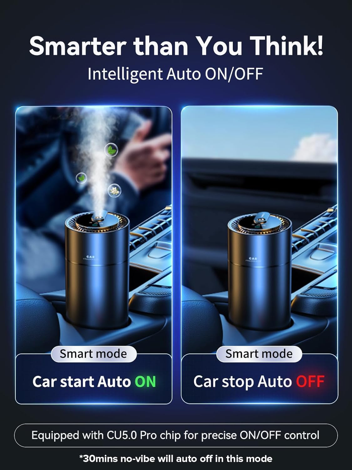 Ceeniu Smart Car Air Fresheners, New Smell Experience By Ultrasonic mist, Auto On/Off, Powerful Built-in Battery, Natural Fragrance, Adjustable Car freshener, Cologne Scent image 5 of 8 B09LTVHHPH