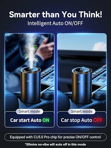 Ceeniu Smart Car Air Fresheners, New Smell Experience By Ultrasonic mist, Auto On/Off, Powerful Built-in Battery, Natural Fragrance, Adjustable Car freshener, Cologne Scent