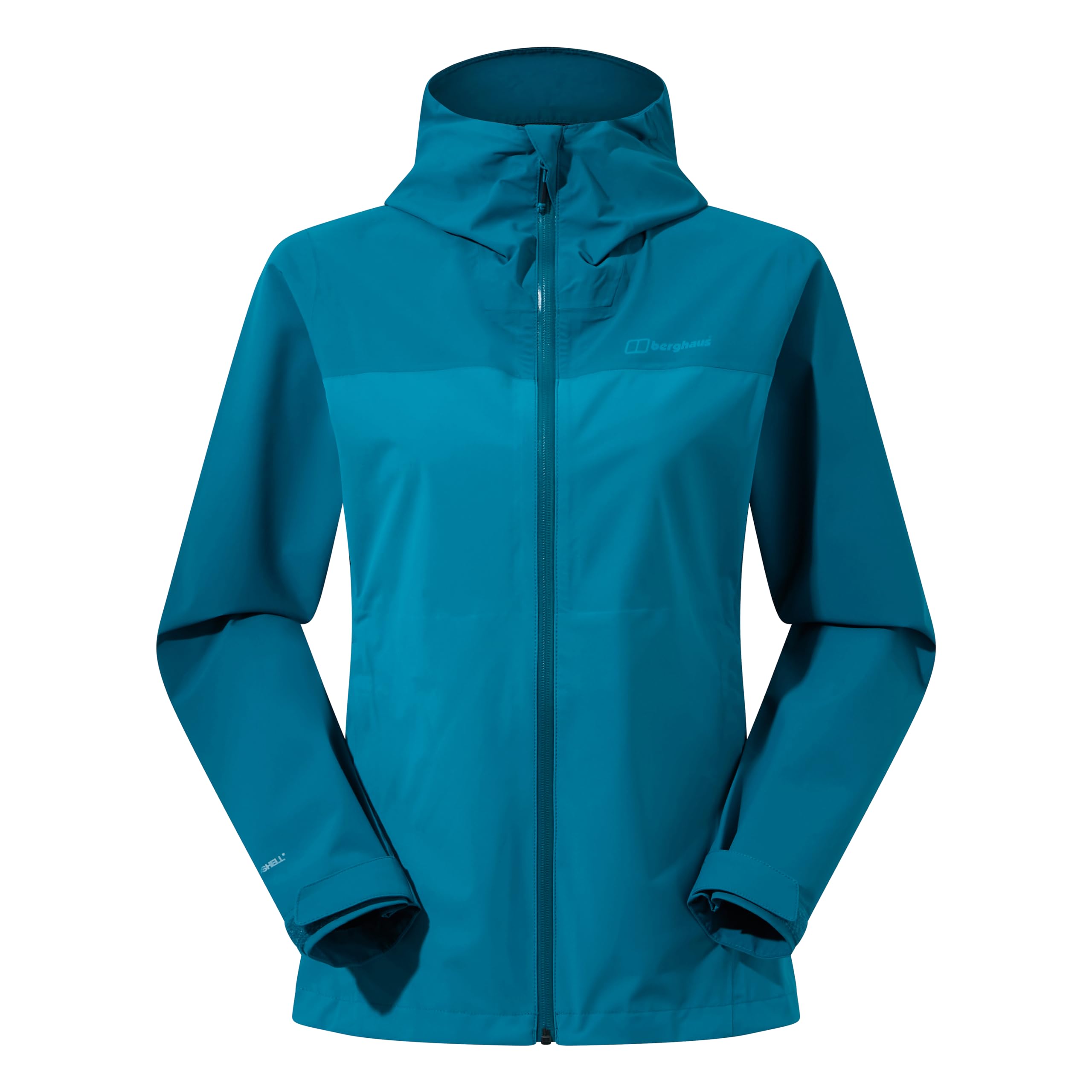 Berghaus Women's Arnaby Hooded Waterproof Jacket | Lightweight | Stretch Waterproof Jacket, Deep Ocean/Jungle Jewel, 12