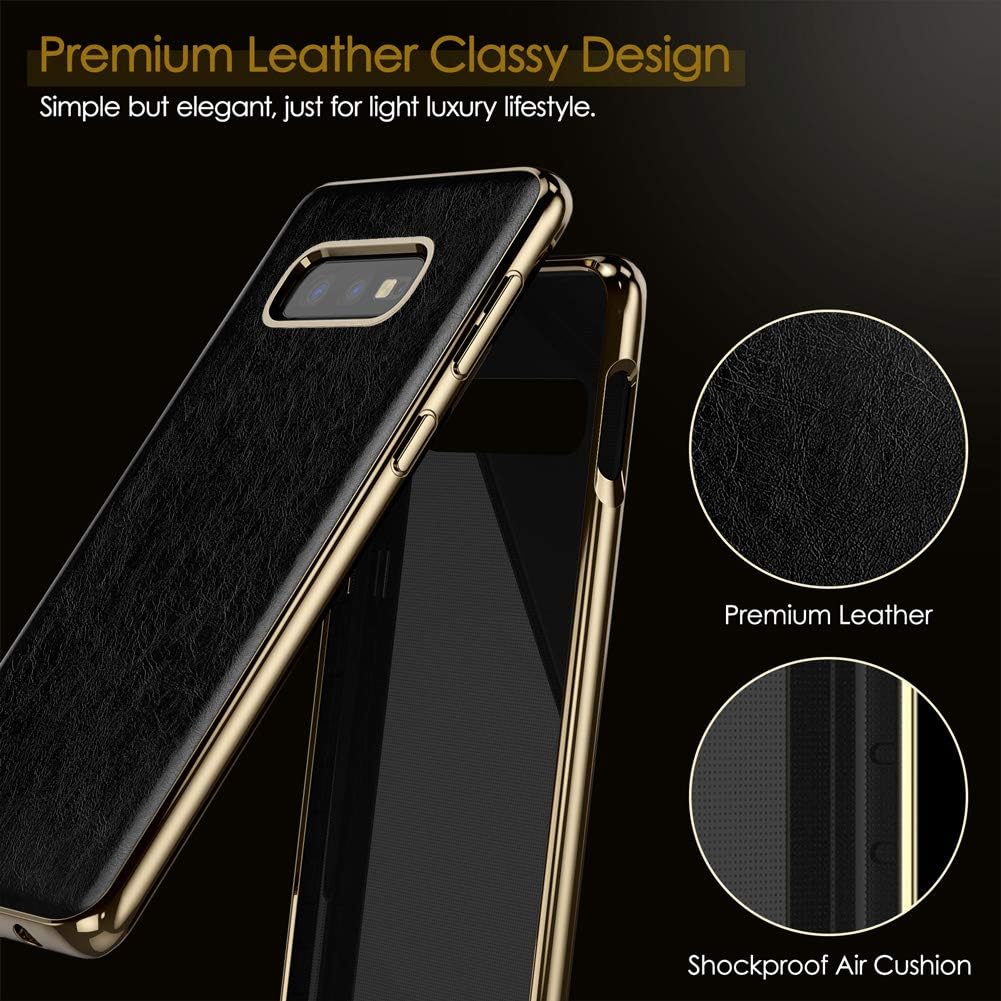 LOHASIC Galaxy S10e Case, Thin Slim Leather Luxury PU Soft Non-Slip Grip Defender Bumper, Anti-Scratch Shockproof Full Body Phone Protective Cover Cases for Samsung Galaxy S10e 5.8 inch (2019) - Black