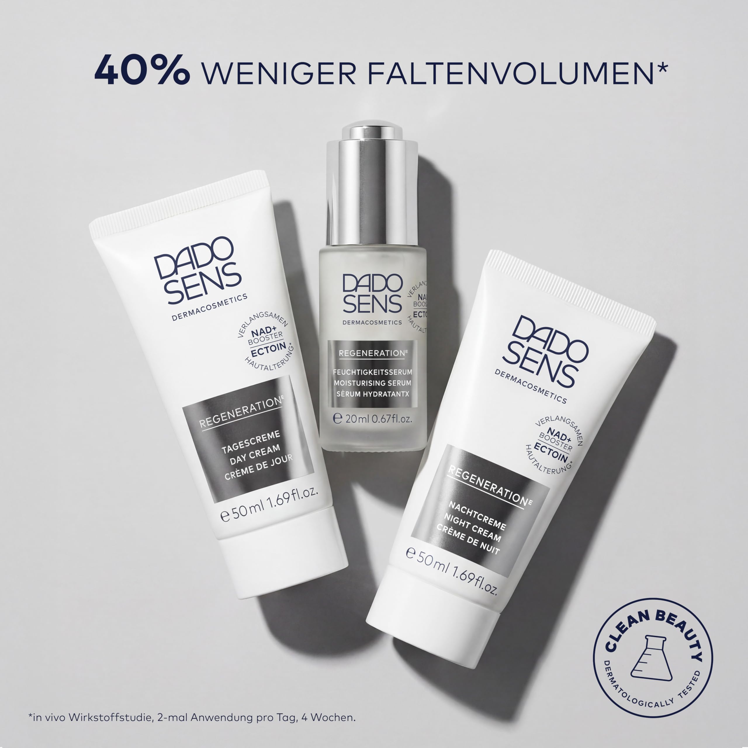 DADO SENS REGENERATION E Nachtcreme 50 ml, Mit NAD+ Booster & Ectoin | Feuchtigkeitsspendende Nachtpflege, Mildert Falten, Anti-Aging Nachtcreme, Regenerierend & Straffend, Fördert Zellenergie