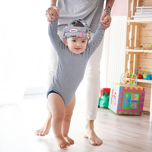 Miniatura 4 de Casco ajustable para bebé, ligero y suave, ideal para que el bebé aprenda a caminar y gatear. Bosque, gris