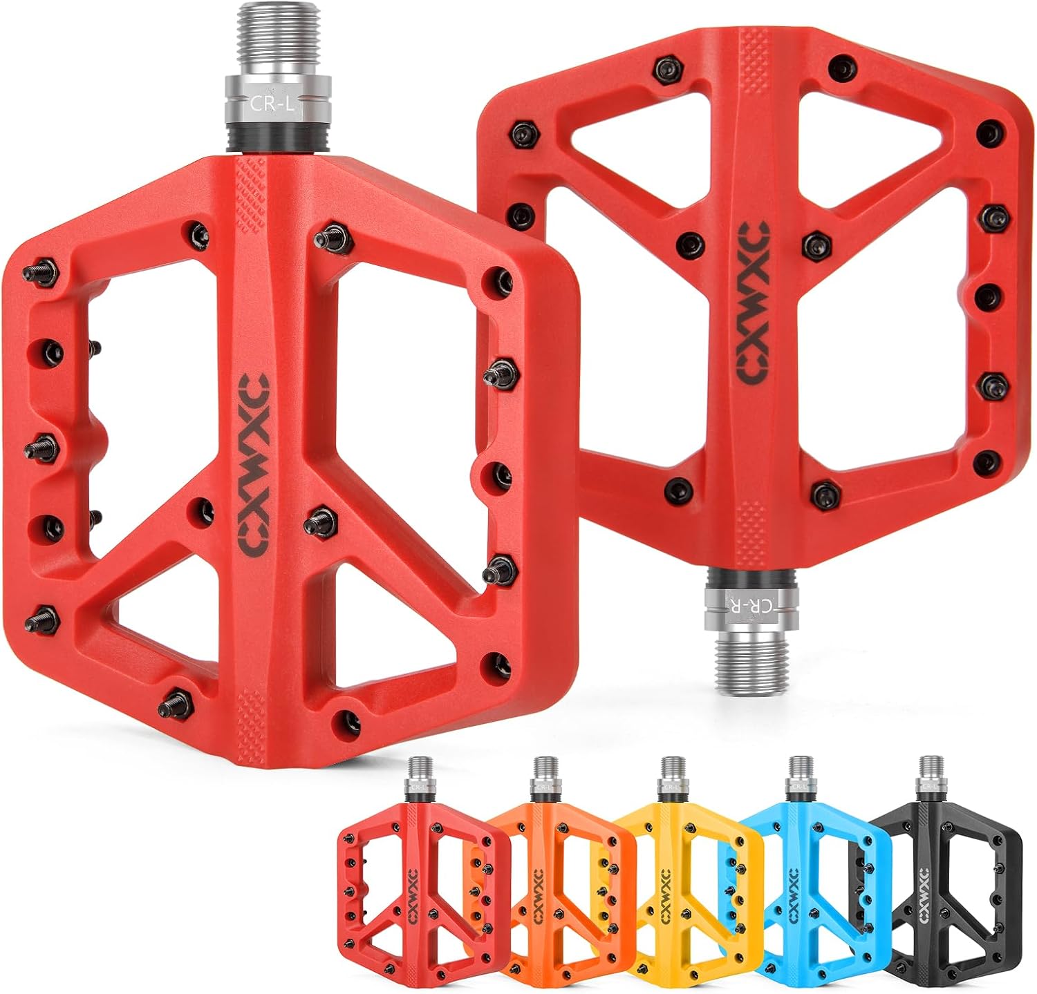 CXWXC Mountain Bike Pedals - Lightweight Nylon Fiber Bicycle Pedals - Platform Pedals for BMX Mountain Bike 9/16"