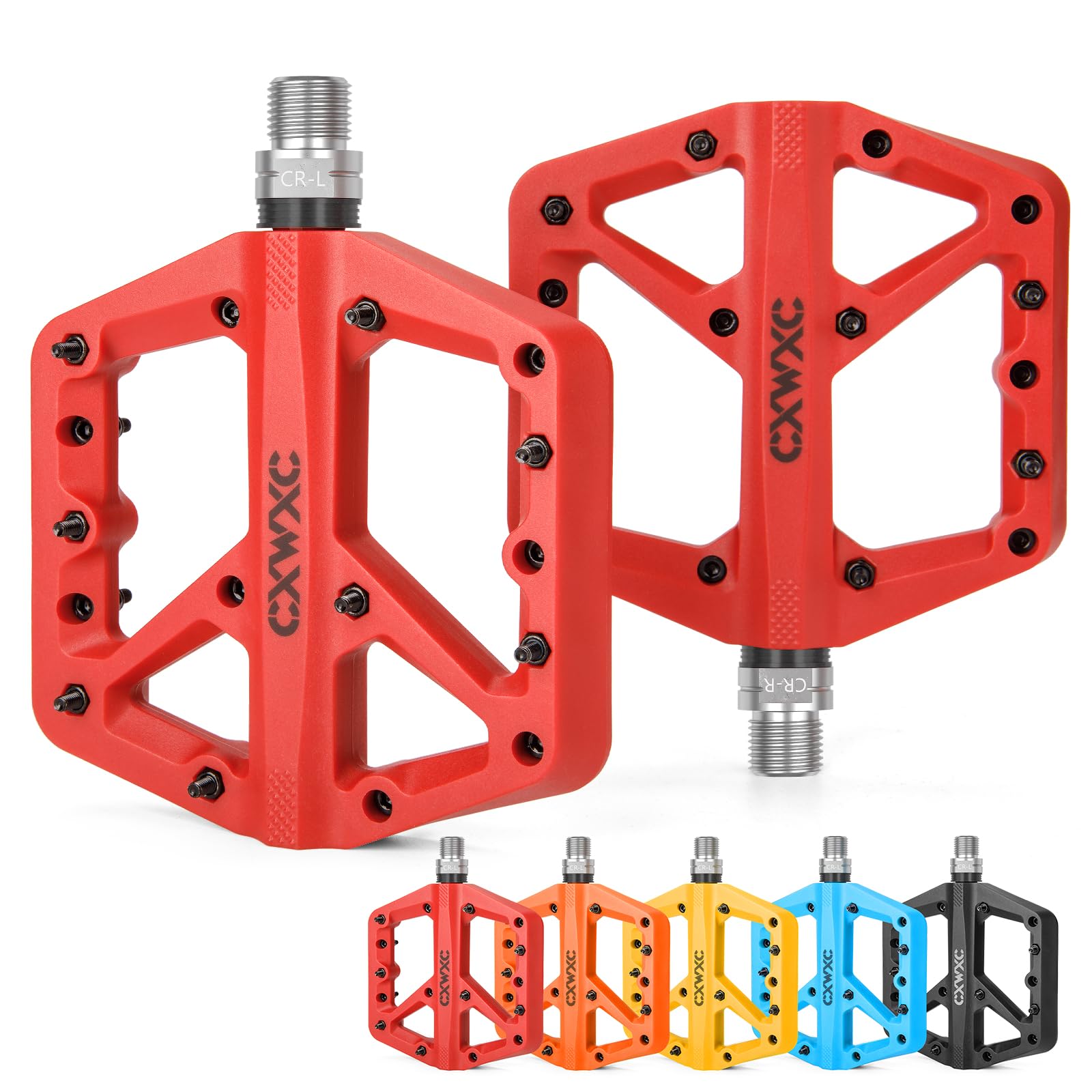 CXWXC Mountain Bike Pedals - Lightweight Nylon Fiber Bicycle Pedals - Platform Pedals for BMX Mountain Bike 9/16"