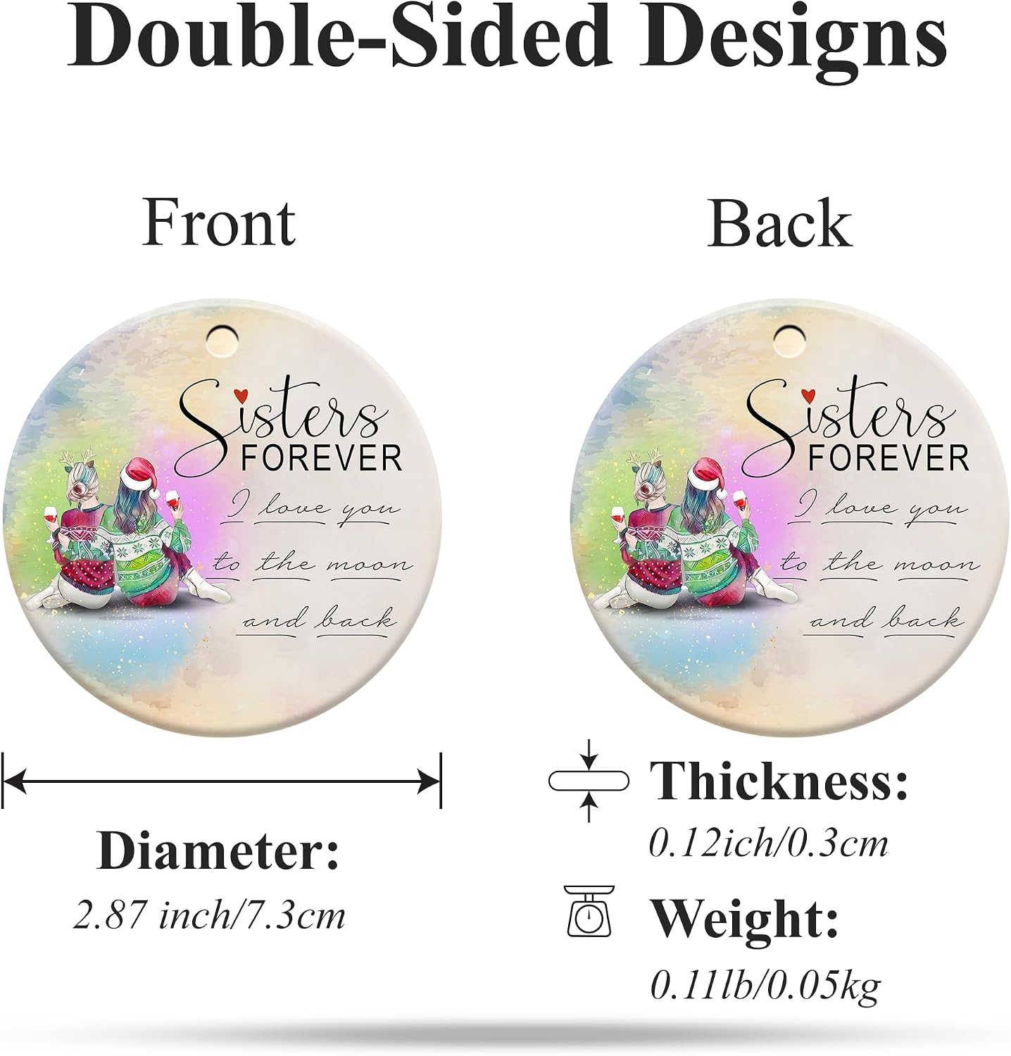 Gifts for Sisters from Sisters, Sister Ornament 2025, Sister Gifts for Friends Women, Ceramic Ornament