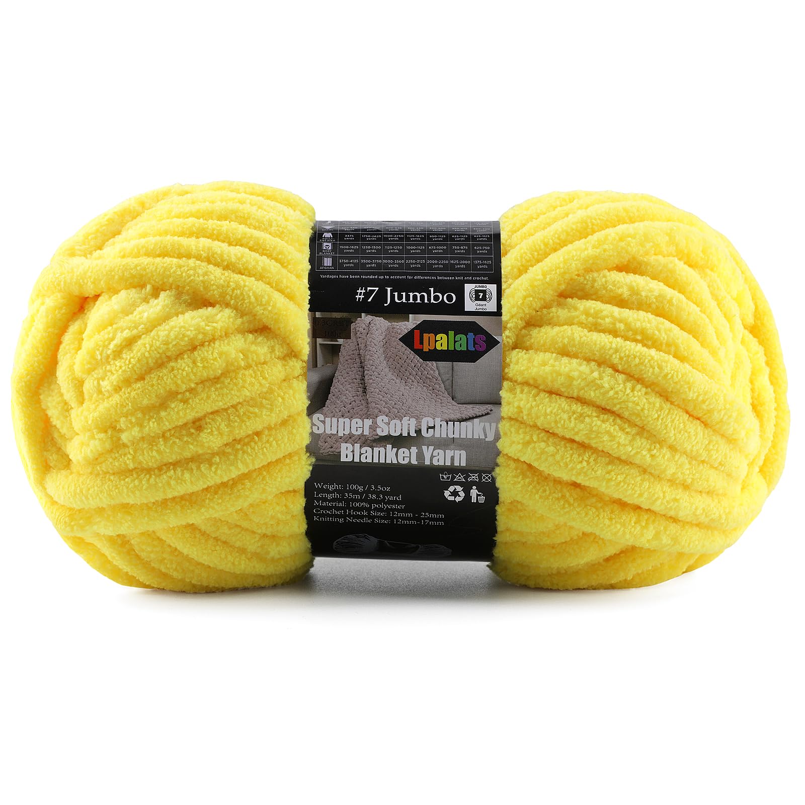 Super Soft Chunky Chenille Yarn for Crocheting &amp; Knitting - 3.52oz/38.2yd per Skein, Ultra Plush Velvet Yarn for Baby Blankets, Amigurumi &amp; Crafts, Golden Yellow, 1 Skein