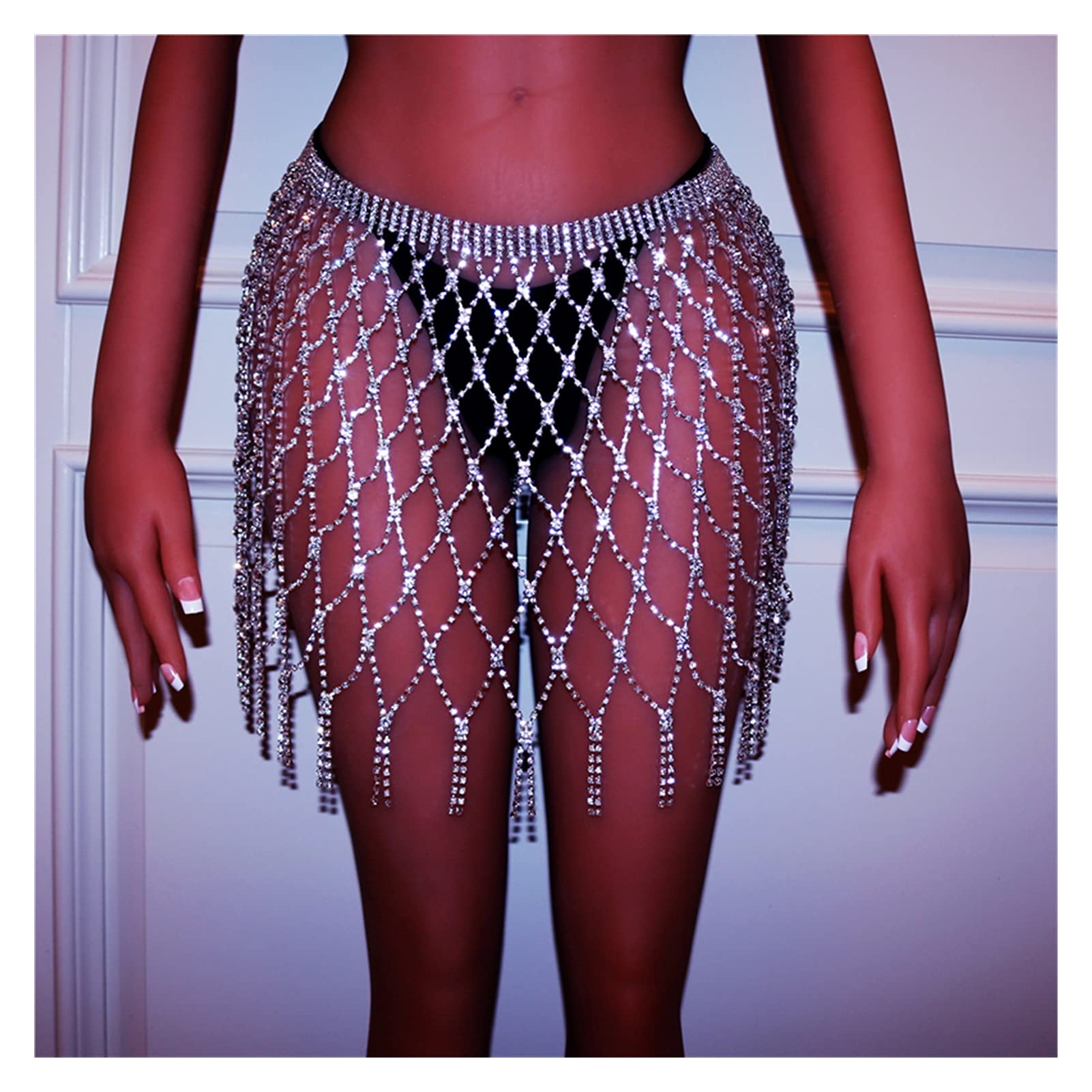 Body Chain Design Cristal Chaîne Maille Body Soutien-Gorge Et sous-Vêtements Bijoux pour Femmes Mode Bikini Bijoux Corps Chaîne Lingerie (Couleur Principale De La Pierre : Or, Couleur :)