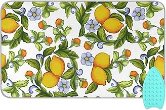 Lemons Flowers Ironing Mat Portable Ironing Pad Blanket for Table Top Heat Resistant Ironing Board Cover with Silicone Pad for Dryer Washer Countertop Iron Board Alternative Cover, 47.2x27.6in