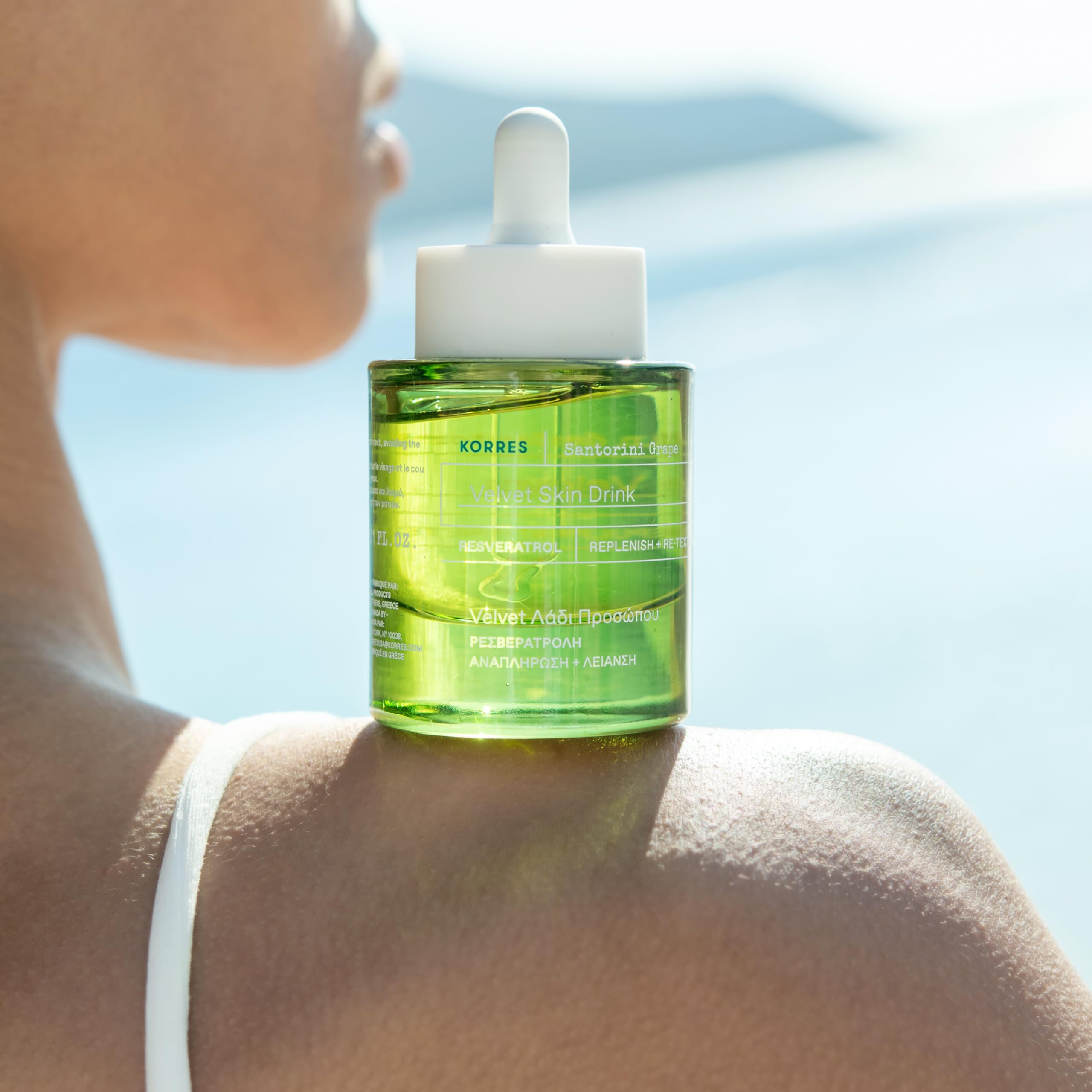 Korres Santorini Grape Velvet Skin Drink o równomiernym odcieniu skóry dla promiennej skóry, 30 ml