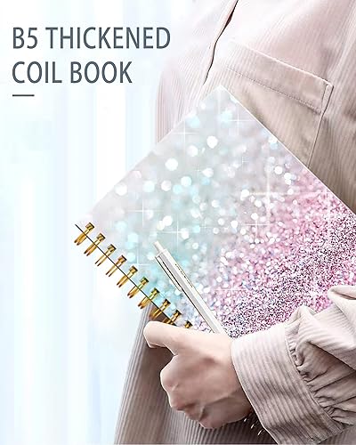 Miniatura 10 de Cuaderno de diario en espiral, encuadernación fuerte de doble alambre con papel de primera calidad para niñas y mujeres, 60 hojas de mármol dorado