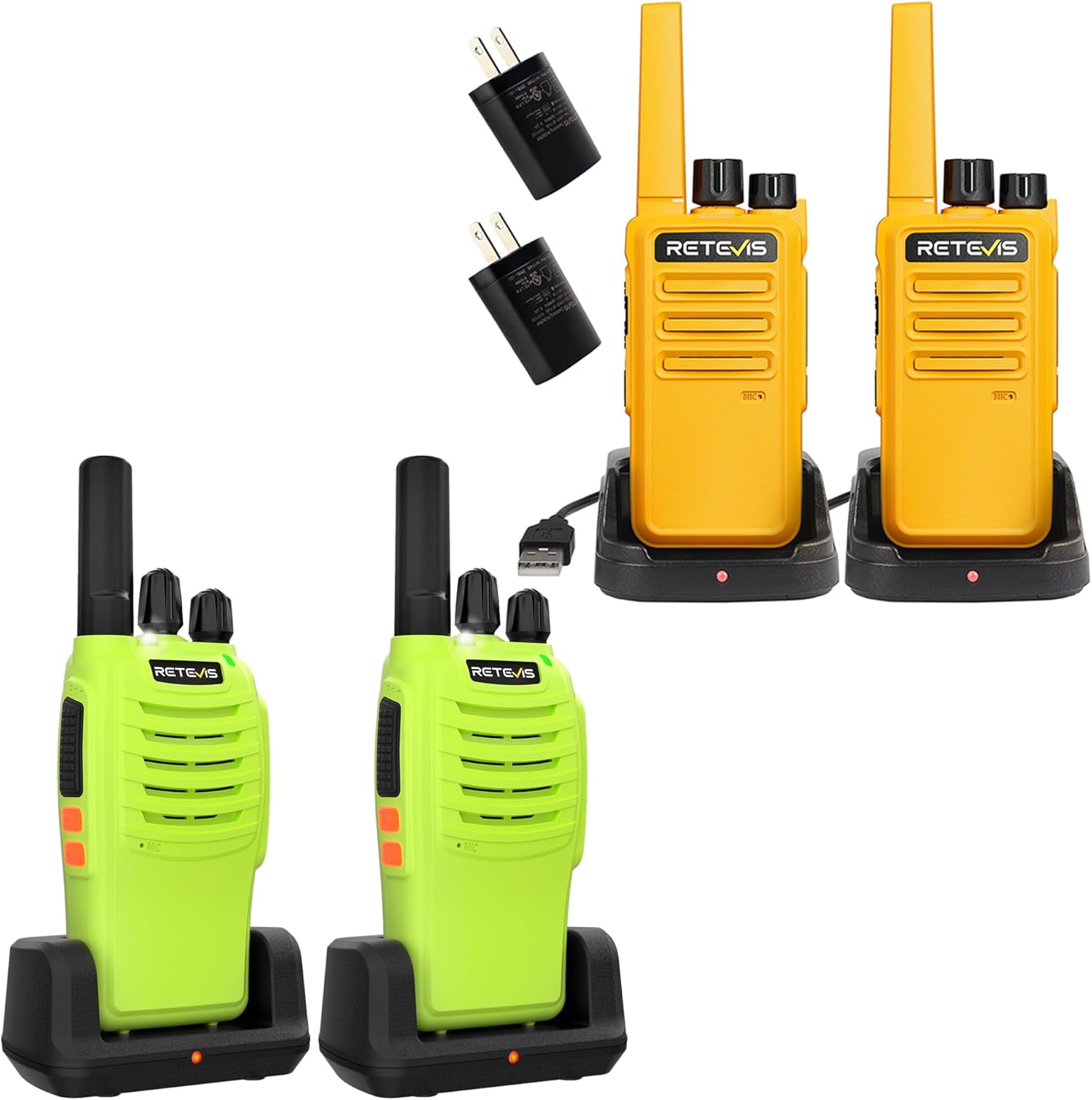 Retevis H-777 Rechargeable Walkie Talkies for Adults, Type-C Cable and Charger Base Bundle with RT68 Portable FRS Two Way Radios Rechargeable, VOX, USB Charging Base for Camping, Climbing, Hiking