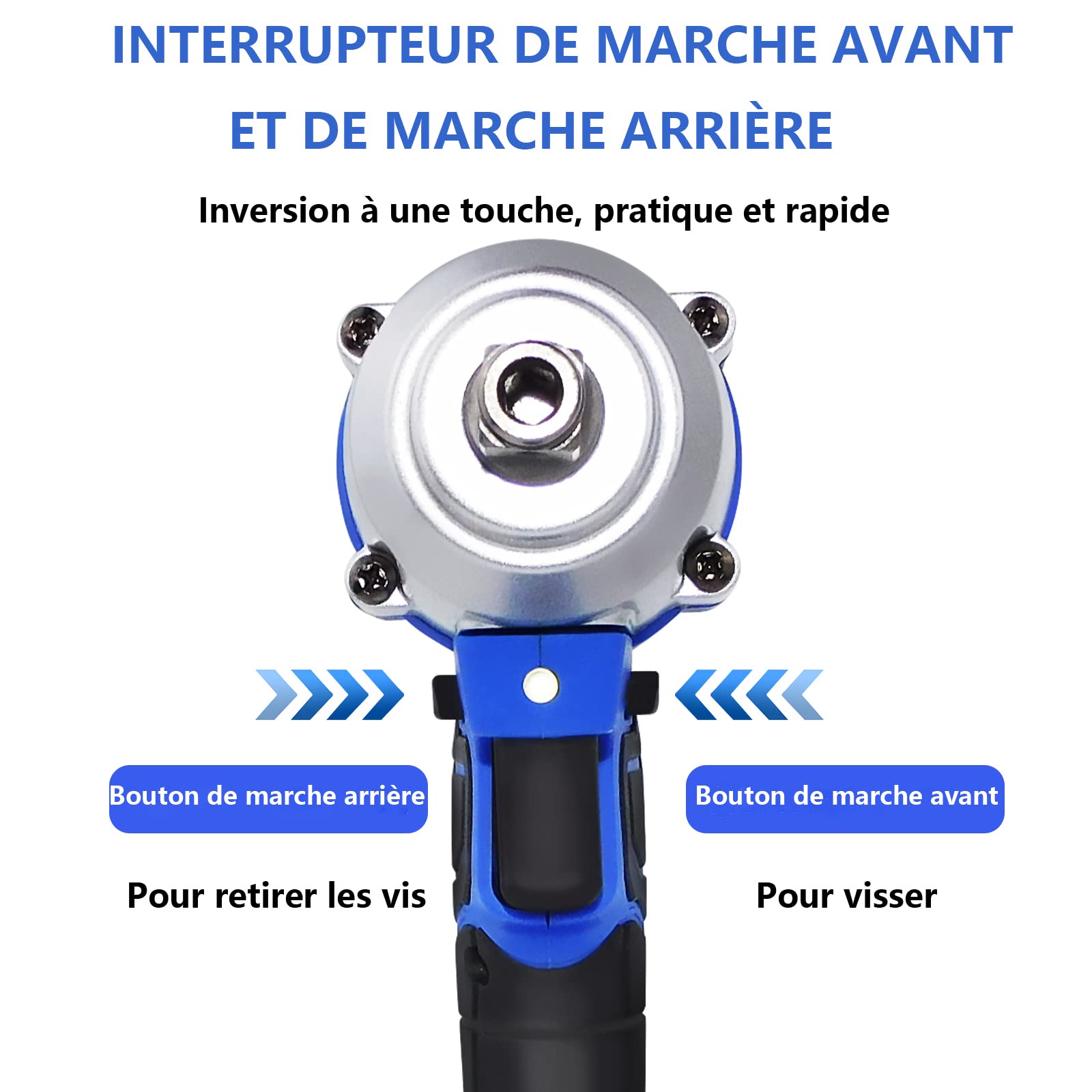 Clé à Chocs, 420Nm Clé à Chocs Sans Fil Brushless, 21V Visseuse à Chocs, Boulonneuse a Choc Électrique avec 6.0Ah Batterie, Visseuse à Chocs D'impact avec 4 Douilles, pour Retrait des Boulons de Roue