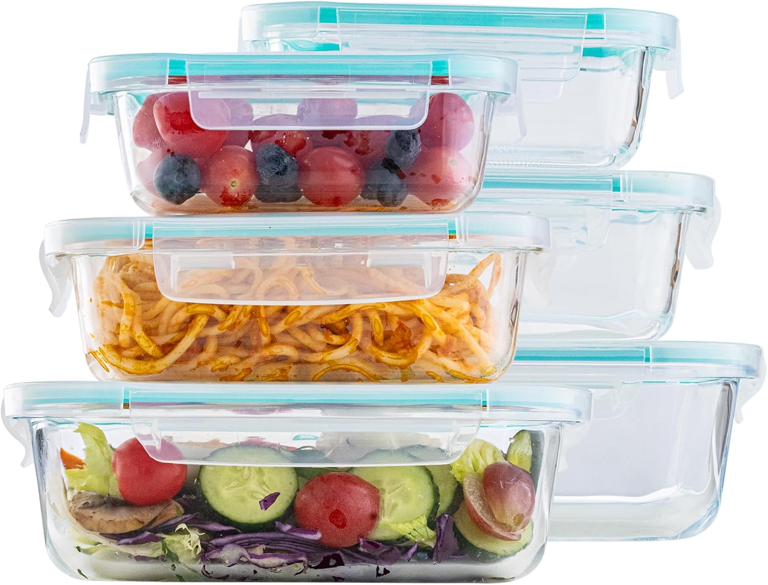 Glass Food Storage Containers Set with Airtight Lids – Leak-Proof Meal Prep Containers for Soups, Leftovers & Lunches – BPA Free, Microwave, Dishwasher & Freezer Safe (3PCS)