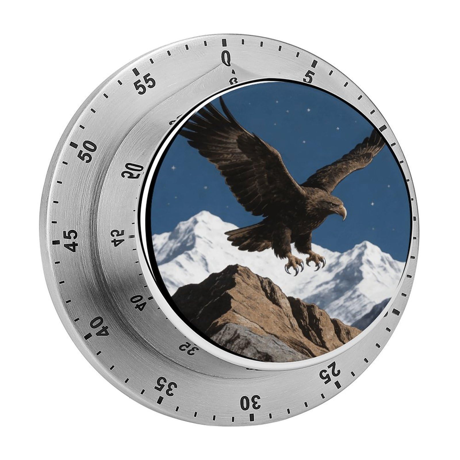 Hunting Mechanical Kitchen Timer, Magnetic Stainless Steel Countdown Timer, Loud Alarm Cooking Timer for Baking, Cooking, Fitness, Classroom, No Battery Needed