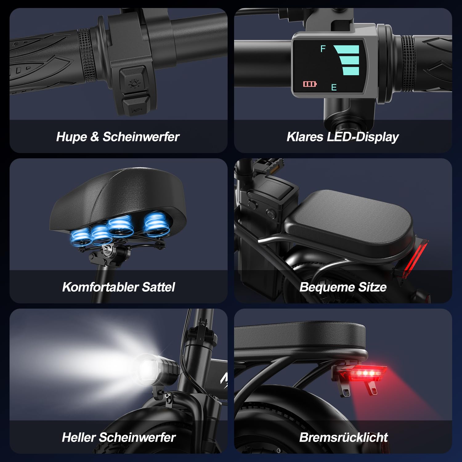 Elektrofahrrad Klappfahrrad E-Bike Herren Damen mit 48V 15AH Akku, 50 km Reichweite, 14 Zoll E Bike Klapprad, E-Fahrrad Pedelec Citybike Faltrad Klapp EBike Erwachsene
