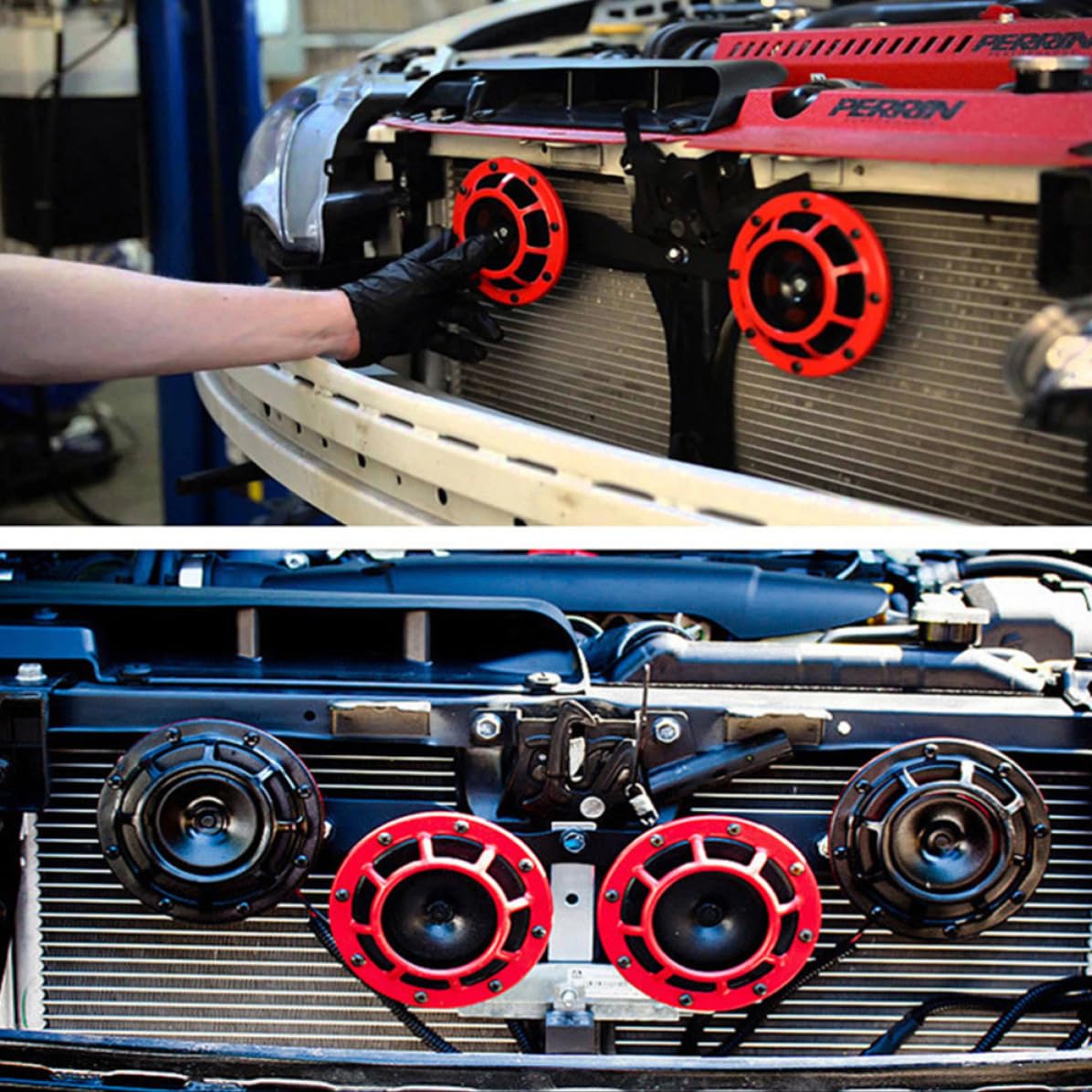 Bocinas de Coche de Aleación de Aluminio 12v con Relé, Bocina de Silbato Eléctrica Súper Fuerte, para Motocicleta y Camión, Instalación Fácil, Rojo