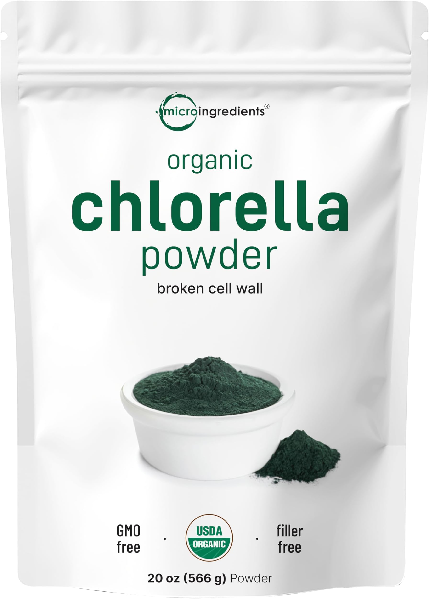 Organic Chlorella Powder, 20 Ounces | Broken Cell Wall for Complete Absorption | Raw Superfood Supplement, Rich in Protein & Vitamins | Non-GMO, Vegan, Non-Irradiated