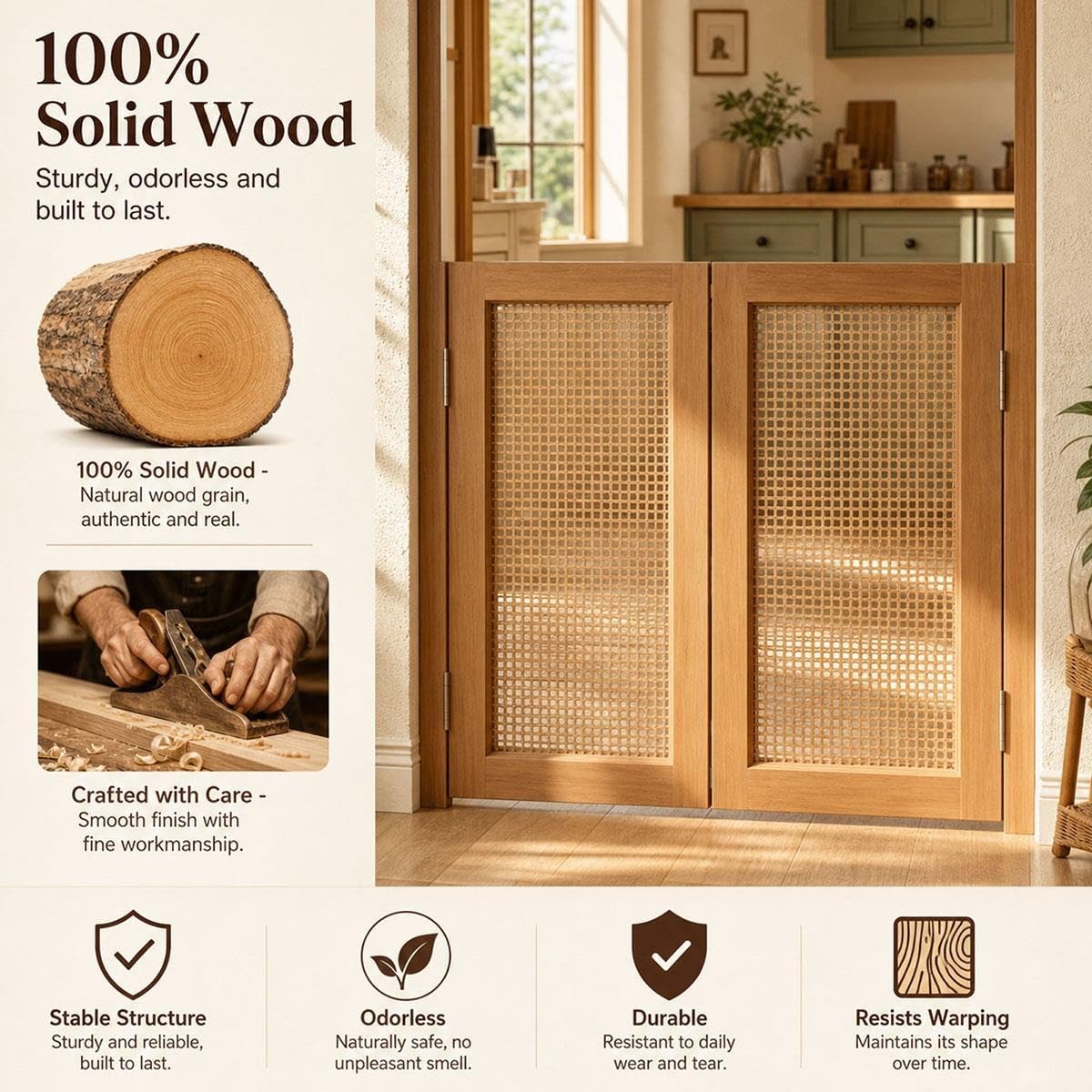 Generico Porta a Battente in Legno per Cucina, Porte Oscillanti da Bar