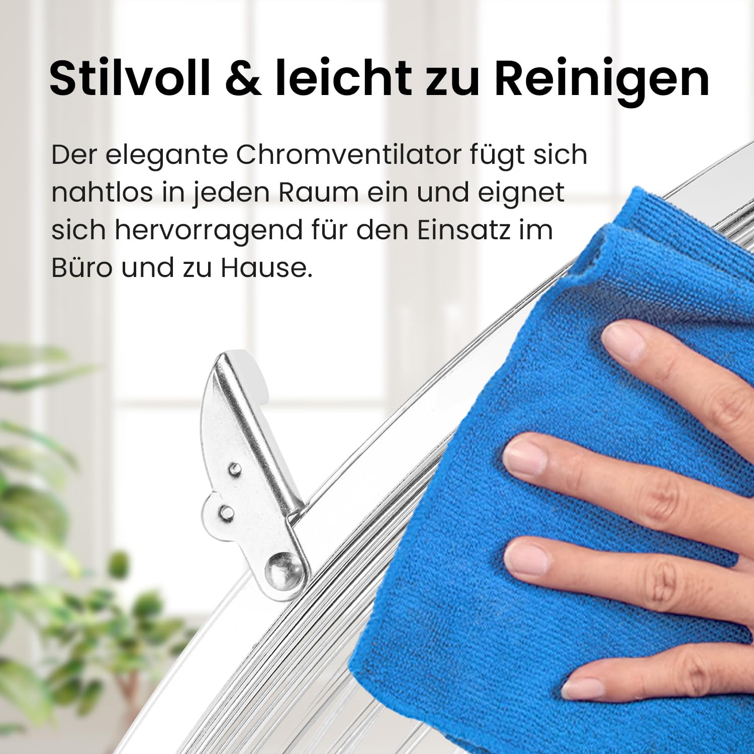 Pro Breeze 30,5 cm Bodenventilator aus Chrom - 50W Ventilator klein mit 3 Geschwindigkeitsstufen, 110° vertikal neigbar - Leistungsstarke Windmaschine für Zuhause, Büro und Fitnessstudio