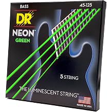 DR Strings NGB5-45 HI-DEF NEON  - GREEN coloured Bass Strings 5-String Medium 45-125