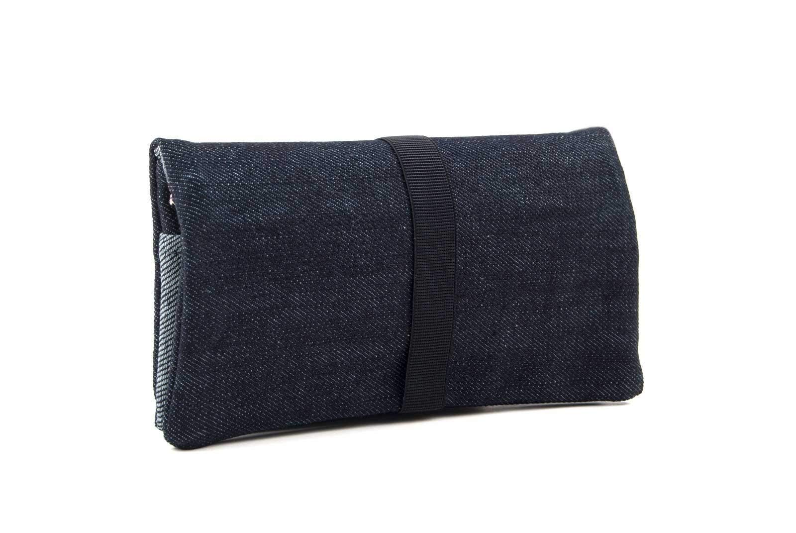 Tabaktasche Jeansstoff - Tabakbeutel Drehtabak Tasche Denim (Gelber Reißverschluss)
