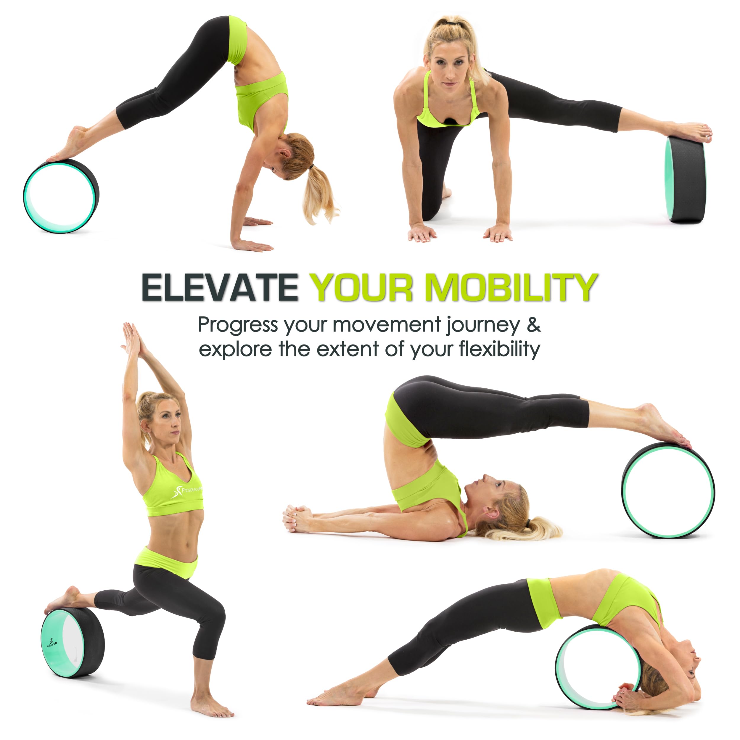 ProsourceFit Yoga Wheel Prop 12” for Improving Yoga Poses & Backbends, Flexibility, Balance, Stretching, Relaxation